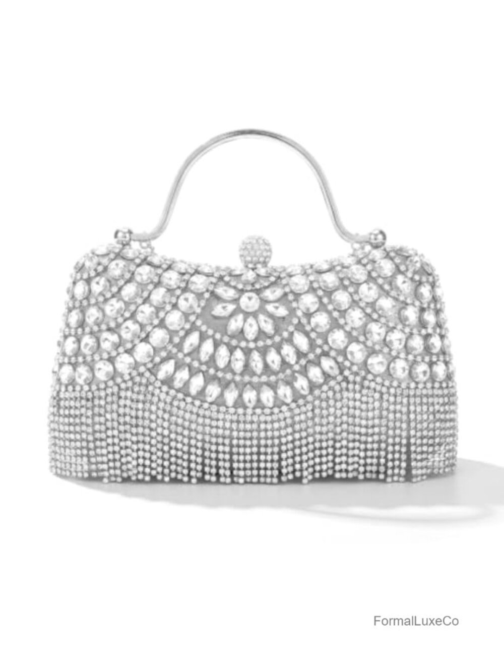 Rhinestone Clutch Purse for Women, Fringe Evening Bag for Wedding